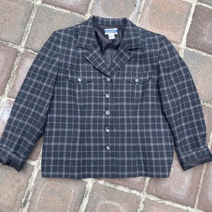 Vintage Pendleton 100% Virgin Wool Plaid Blazer, Made in USA, Size 16