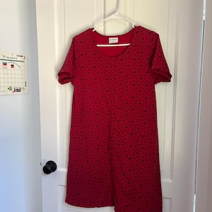vintage 90s red cotton blend floral dress by Tropism, made in USA, size S