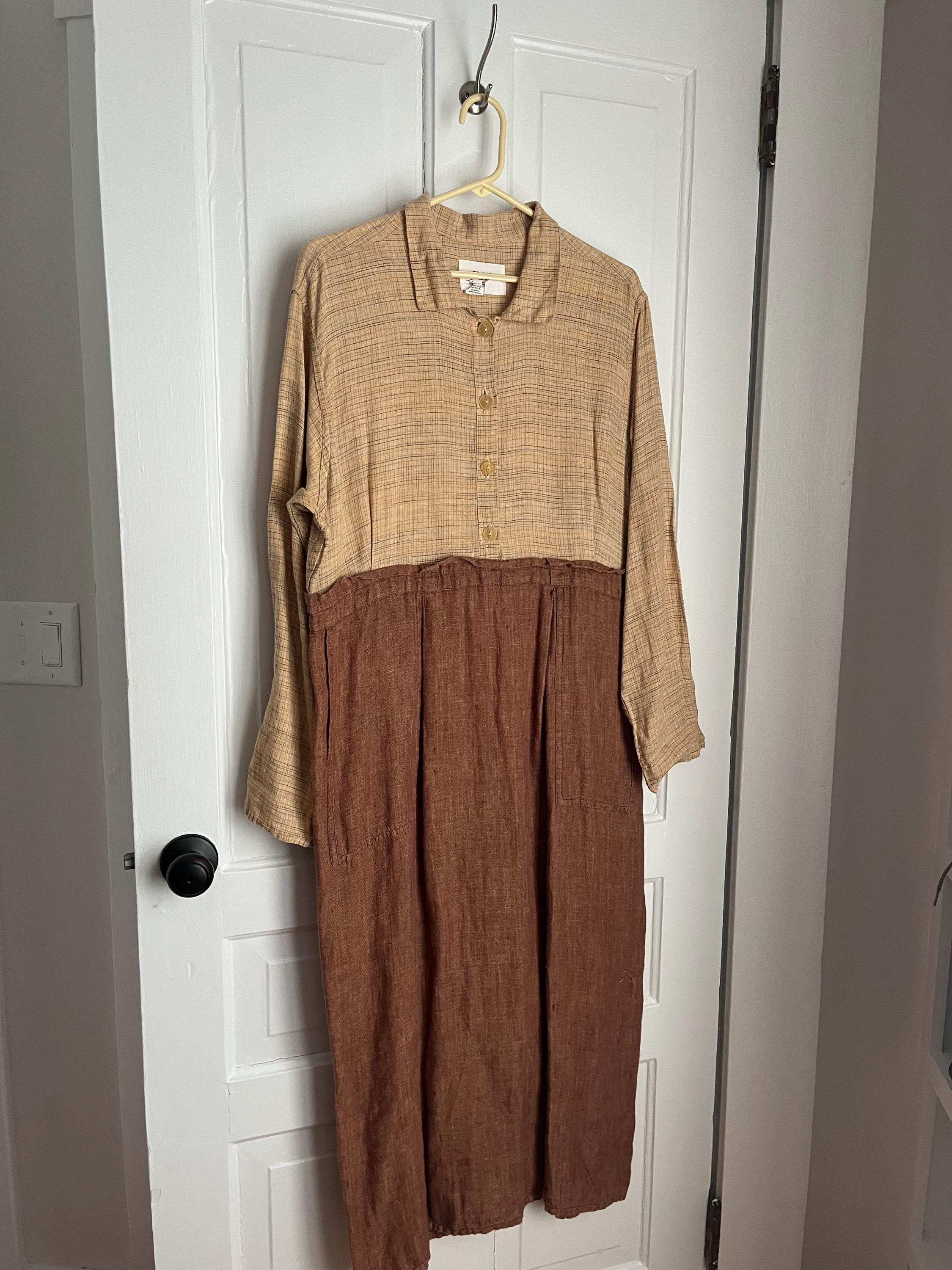Vintage FLAX Jeanne Engelhart Linen Dress and Vest, Size S - Etsy