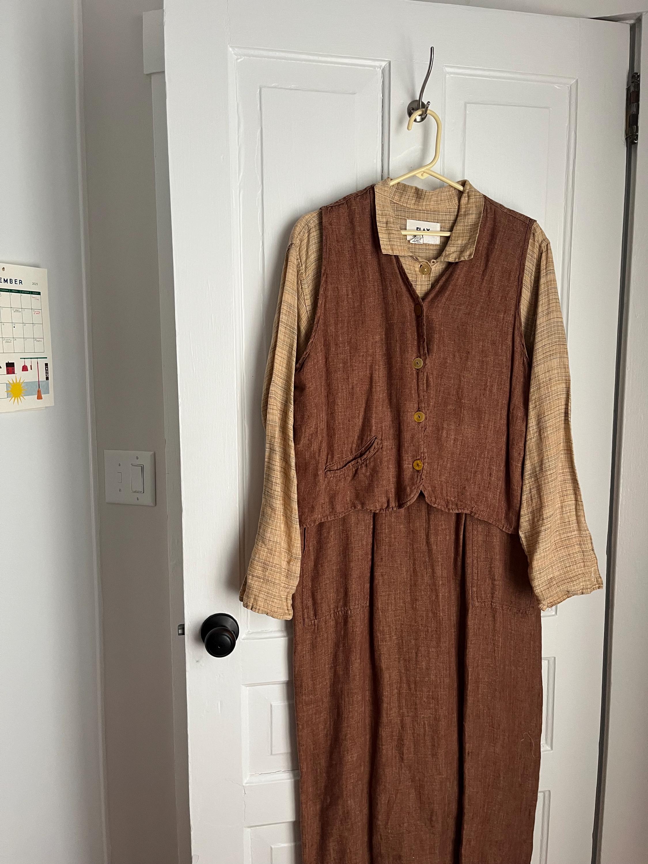 Vintage FLAX Jeanne Engelhart Linen Dress and Vest, Size S - Etsy