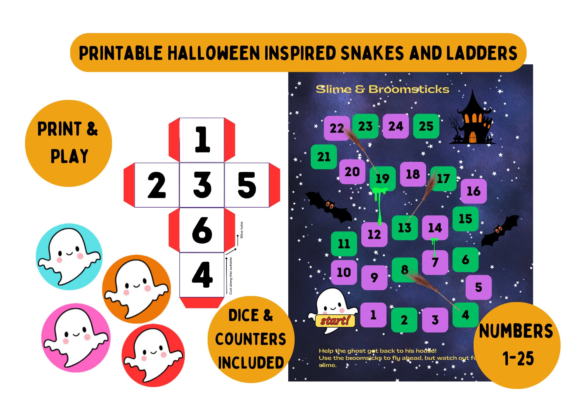 Printable Halloween Snakes and Ladders Preschool Halloween Etsy Canada Printable Halloween Snakes and Ladders Preschool Halloween Etsy Canada