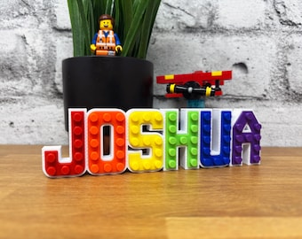Custom Brick Nameplate (White), Block Style Name, Bedroom Decor Letters, 3D Alphabet Desk, Kids Birthday Party, Playground Nursery AFOL Sign