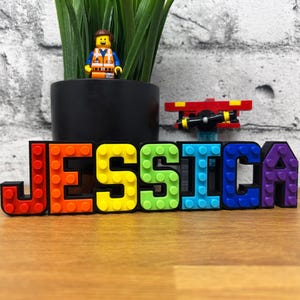 Custom Brick Nameplate (Black), Block Style Name, Bedroom Decor Letters, 3D Alphabet Desk, Kids Birthday Party, Playground Nursery AFOL Sign