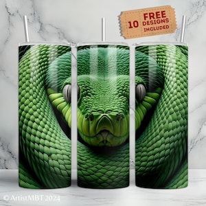 Green Snake Wrap, Cool Snake 20oz Skinny Tumbler Template, Digital Download PNG, Instant Download Only, Sublimation Design Look Into My Eyes