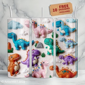 Dinosaur Girl Tumbler Wrap, 20oz Skinny Tumbler Template, Digital Download PNG, Instant Download Only, Sublimation Design, Looks Like Felt