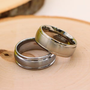 Personalize Engrave Titanium Band, Titanium Couple Ring, Anniversary Band, Tungsten Ring, Mens Tungsten Wedding Band Engagement Ring for Men