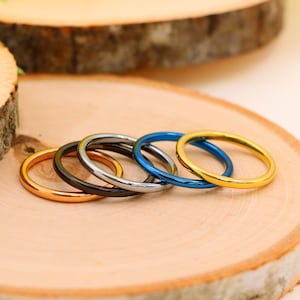 2mm Tungsten Stacking Ring Blue Stacking Ring Ring for Her Thin Blue Ring 2mm Gold Ring Thin Tungsten Ring Women&#39;s Tungsten Ring Women Band