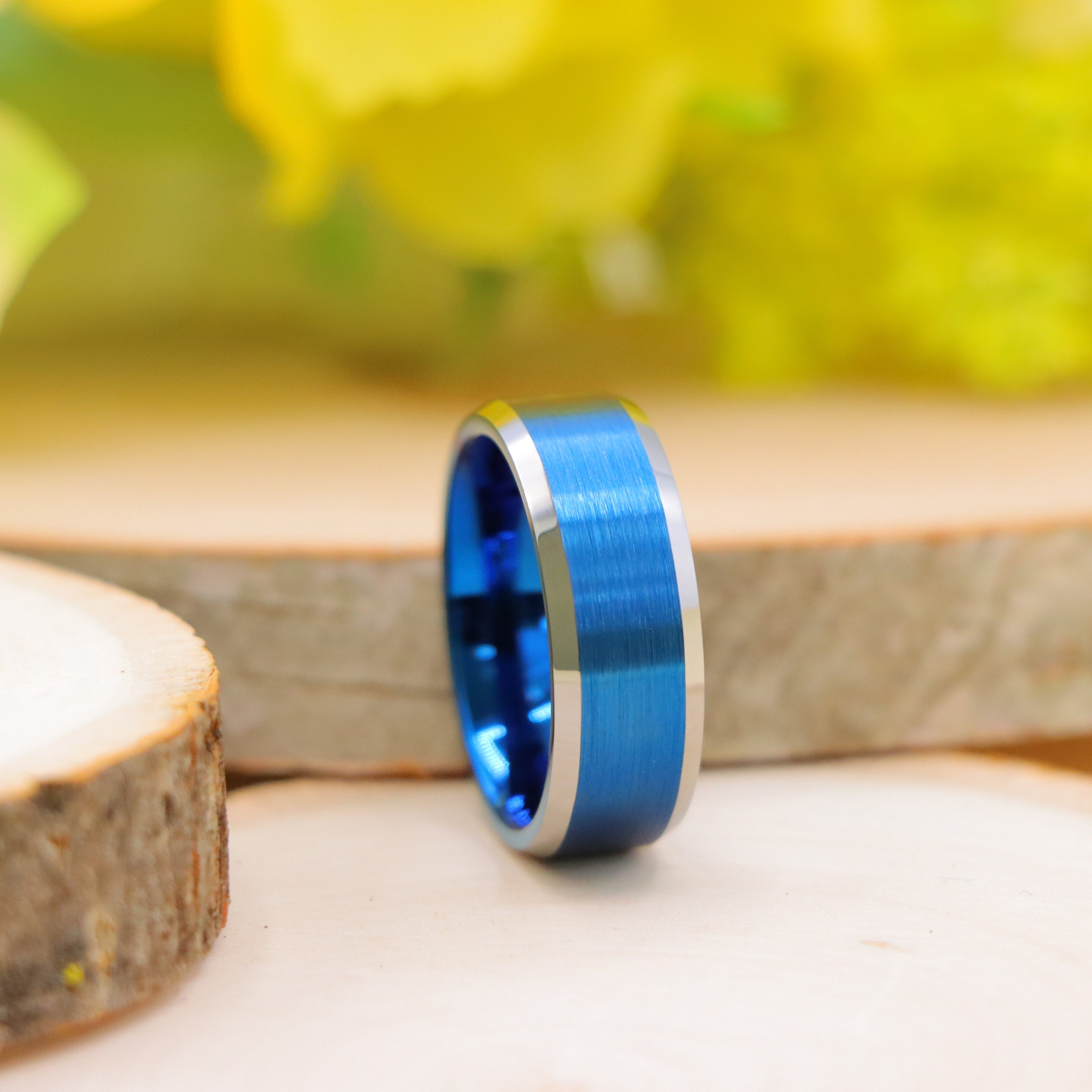 Blue Tungsten Matching Engagement Ring, His and Her Blue Promise Ring ...
