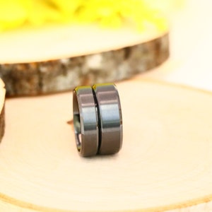 Dark Gray Gunmetal Zirconium Wedding Band, 6mm 8mm Men&#39;s Matte Ring, Unique Durable Promise Ring, Men&#39;s Ring, Wedding Ring, Gift for Him