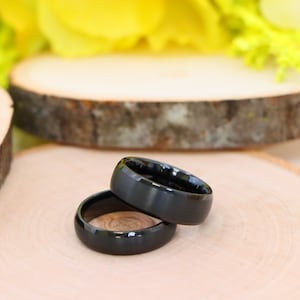 Engraved Tungsten Wedding Band For Couples, Matching Black Promise Ring Set For Him And Her, Men&#39;s Ring, Wedding Ring, Custom Ring, Gift