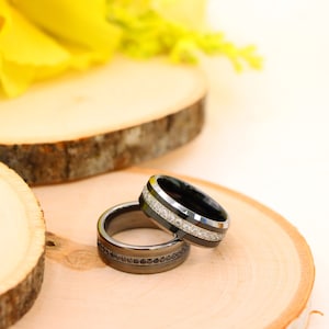 Black Tungsten Wedding Band For Men And Women, Black Diamond Eternity Ring, Gunmetal Engagement Band, Men&#39;s Ring, Wedding Ring, Gift For Him