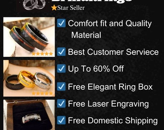 His and Hers Matching Wedding Bands, 8mm 6mm Tungsten Carbide