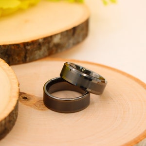 Gunmetal Wedding Band For Men, Mens Engagement Ring 8mm Brushed Grey Band, Anniversary Ring, Valentines Gift For Him, Stylish Mens Ring