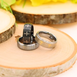 Celtic Tungsten Ring, Custom Engraved Wedding Band, Personalized Christian Ring, Women&#39;s Wedding Band, Anniversary Gift, Proposal Ring