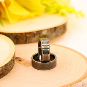 Gunmetal Men’s Wedding Band 8mm Brushed Finish, Grey Engagement Ring For Men, Anniversary Ring, Brushed Ring, Valentine’s Day Gift For Him