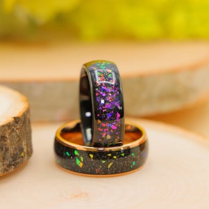 Black Tungsten Wedding Band for Men and Women, Engraved 8mm Comfort fit Ring, Men&#39;s Wedding Ring, Custom Ring, Anniversary Gift, Christmas
