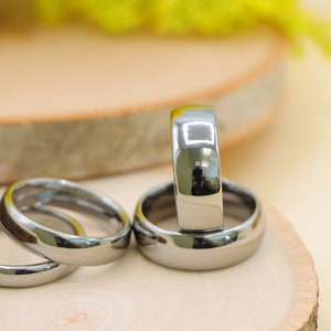 His and Her Matching Polished Tungsten Wedding Bands, Couples Tungsten Ring Set, Custom Engraved Rings, Engagement Ring, Anniversary Gift