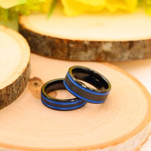 Black Tungsten Couples Matching Wedding Bands, His And Hers Promise Rings Set, Engraved Ring Set, Custom Ring, Anniversary Gift For Her