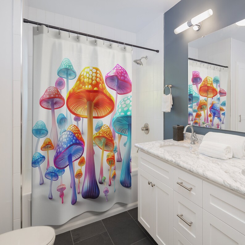 Mushroom Shower Curtain Mushroom Woodland Shower Curtain BOHO Etsy