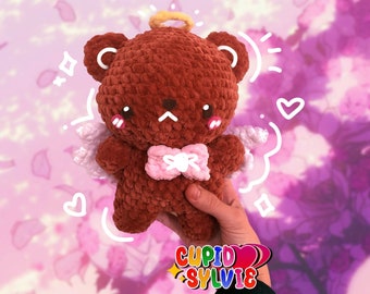 Bear Angel Kawaii Crochet Amigurumi Plushie | Crochet Bear Plush | Crochet Plush Gift | Kawaii Angel Bear Character Plushie | Cupid Angel