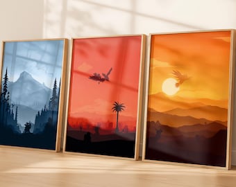 Pokemon 3 Posters Print Set – Legendary Birds Zapdos, Moltres, Articuno, and others (can you find them all?)