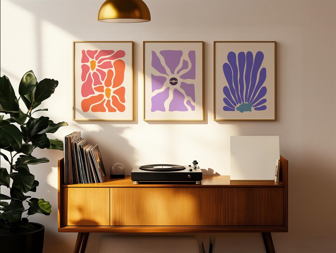 Abstract Pokemon Design Subtle Pokemon Floral Abstract Print Set of 3 – Minimalist Design ...