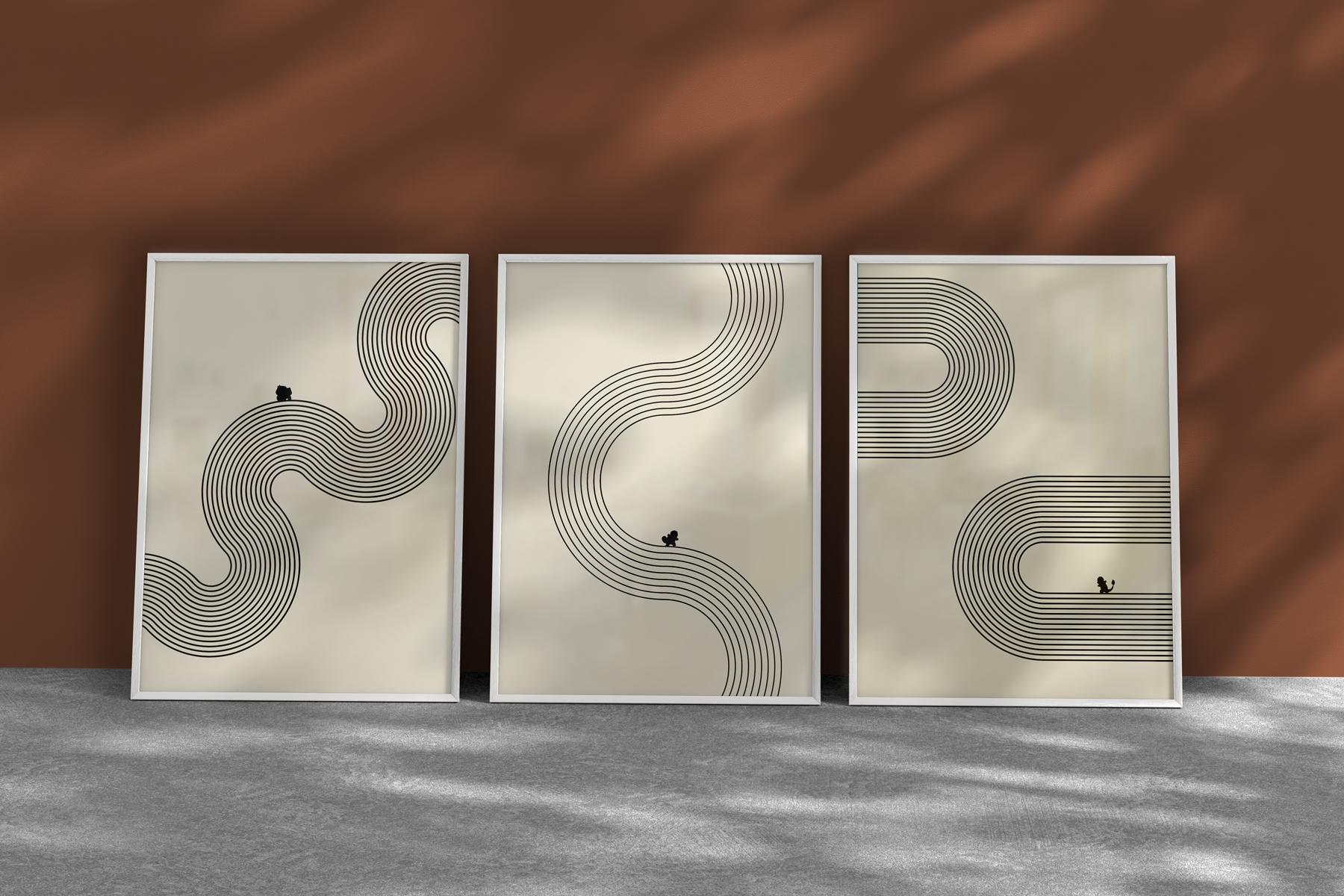 Abstract Pokemon Design Abstract Minimalistic Pokemon Art - Printable Art Set - Lines Bauhaus ...