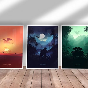 Pokemon Movie Poster Set - Charizard - Blastoise - Venusaur - Ash Ketchum - Digital Print - Wall Decor - Gift for him - Gift for her