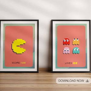 Retro Pacman Poster - PAC-MAN - Gaming - 80&#39;s - 90&#39;s - Wall Art - Gamer Gift - Gift for her - Gift for him - Retro Arcade Game - Home Decor