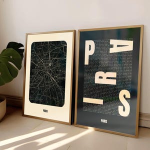 Paris City Print, Wall Art, Digital Poster, Digital Art, City map of Paris, Minimalistic print, high resolution, France, Europe, Francophone
