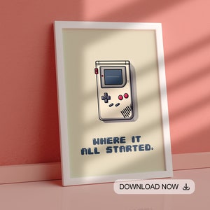 Gameboy Retro Poster For Gamers - 90&#39;s Kids - Gamer Gift - Retro - Home Decor - Wall Decor
