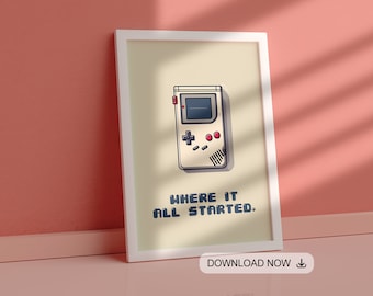 Retro Gameboy Poster – 90's Gamer Room Wall Decor (Digital Download)