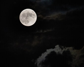 Moon with Clouds, New Mexico - Print
