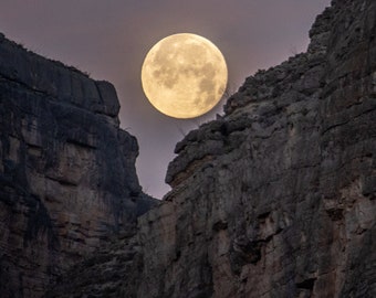 Moonset, Santa Elena Canyon, Big Bend National Park, Texas - Print