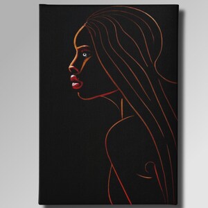 True Grace:  Black Girl, Modern Wall Art , Line Wall Art, Modern Wall Art Decor,Black Woman, Canvas