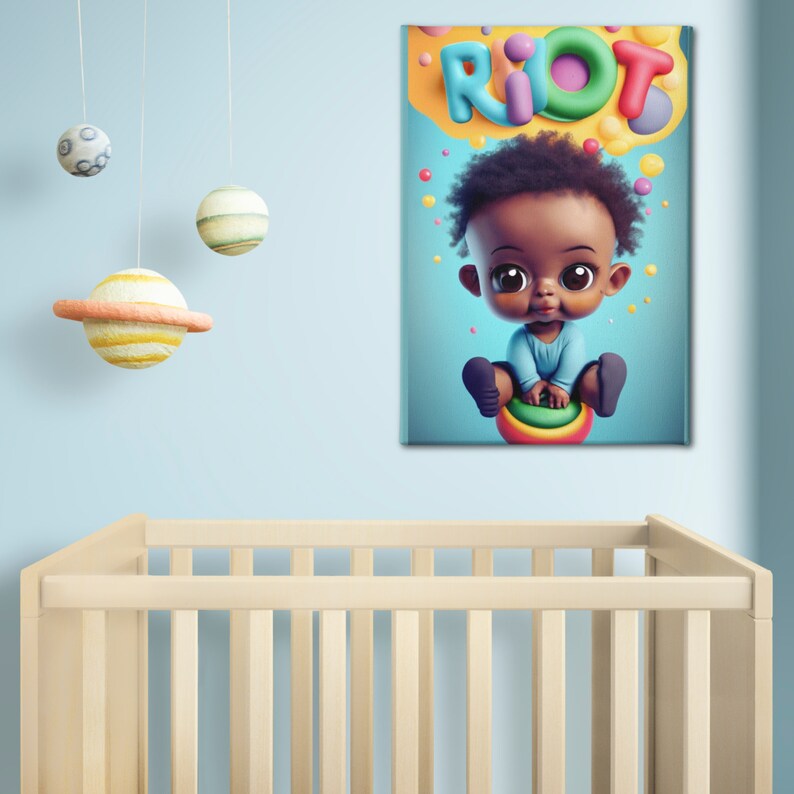 Riot Baby Boy ,canvas Art for Nursery, African American Baby Room Decor, Kids Room Decor