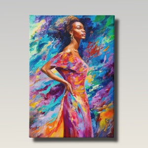 Graceful Beauty African American, Black Woman Canvas Art, Painting, Wall Art, Black Girl