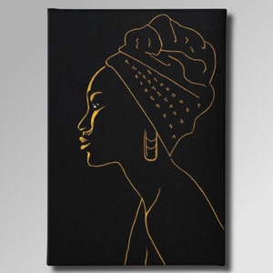 Black Girl, Modern Wall Art , Line Wall Art, Modern Wall Art Decor,Black Woman, Canvas, Wall Art, Decore