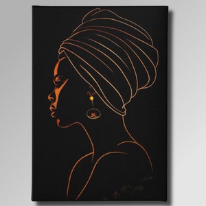 Humble Beauty:  Black Girl, Modern Wall Art , Line Wall Art, Modern Wall Art Decor,Black Woman, Canvas