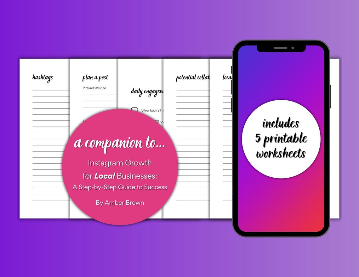 Instasnap Worksheet PRINTABLE WORKSHEETS for the Book, Instagram Growth for Local ...