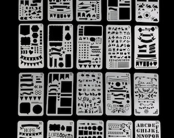 20 PCS Bullet Journal Stencil Plastic Planner Set