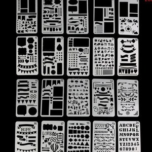 Bullet journal accessories Stainless Steel ,Etching Icons Stencil  tibetara®, About 3 1/3*5 1/8 ,pochoir bullet journal,1 pc/lot-10190051