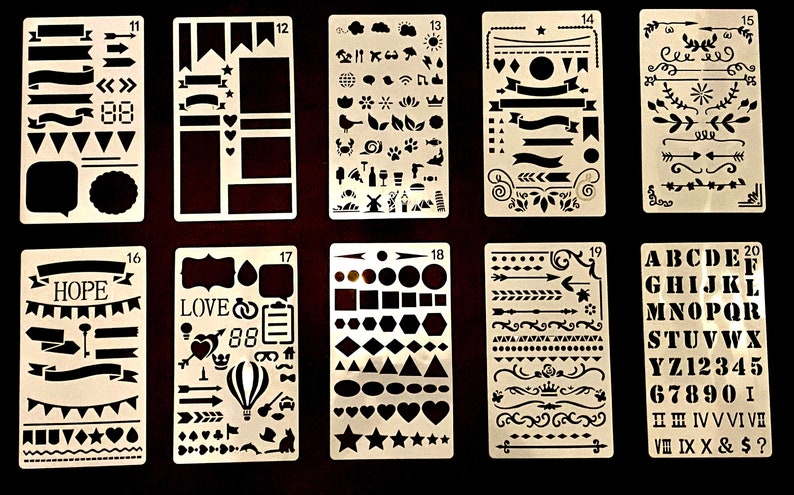 Lystin 20Pcs Plastic Journal Stencils Set Voor Notebook Dagboek Scrapbook Diy Tekening Kaart Template