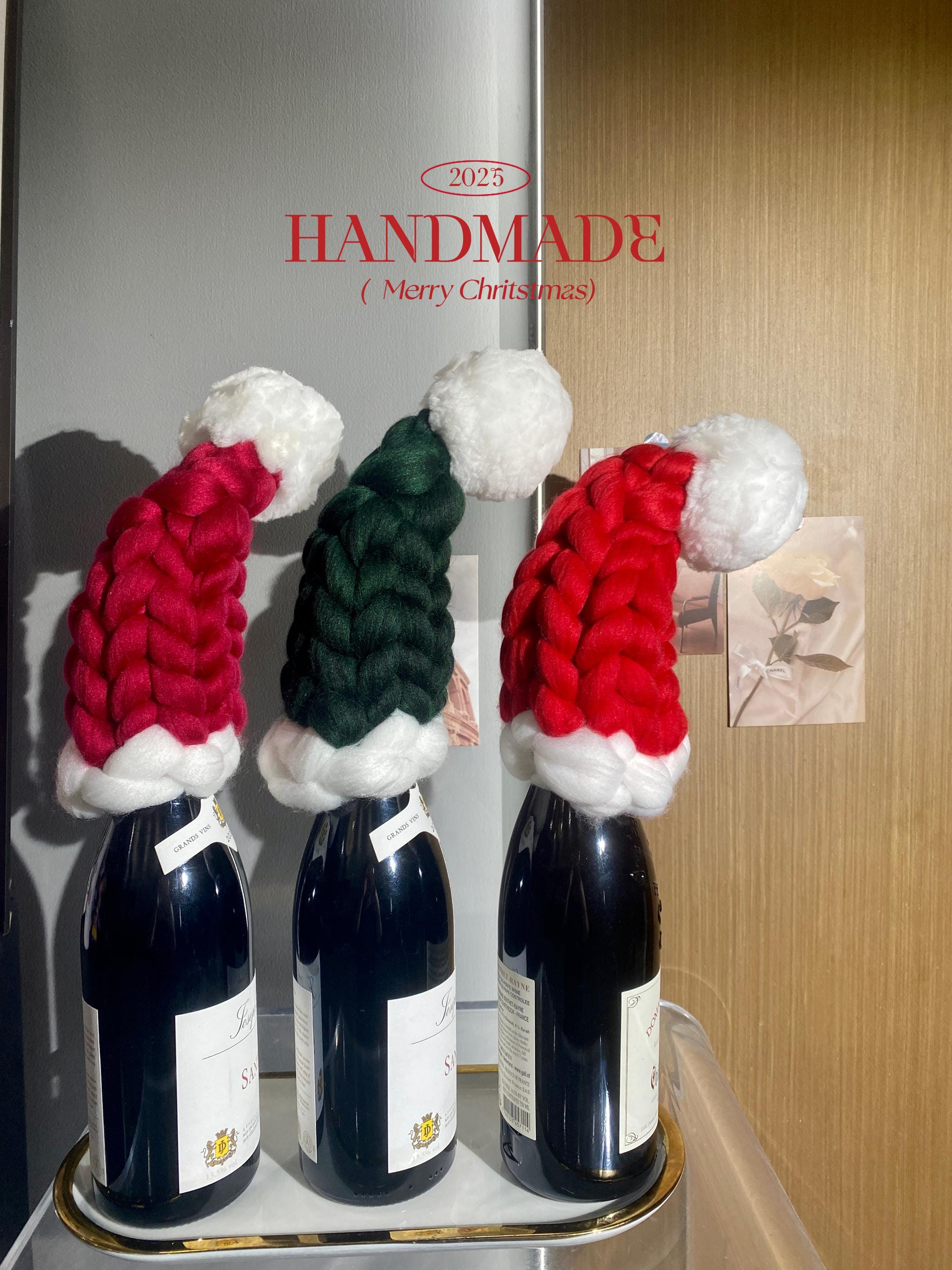 Coperture Natalizie Per Bottiglie Di Vino - Set 3 Pezzi Decorativi