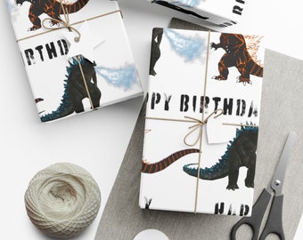 Papiers d'emballage cadeau Godzilla vs Godzilla Joyeux anniversaire