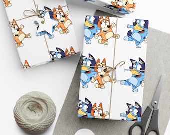 Papiers d'emballage cadeau pour personnage de jeu d'animation Bluey