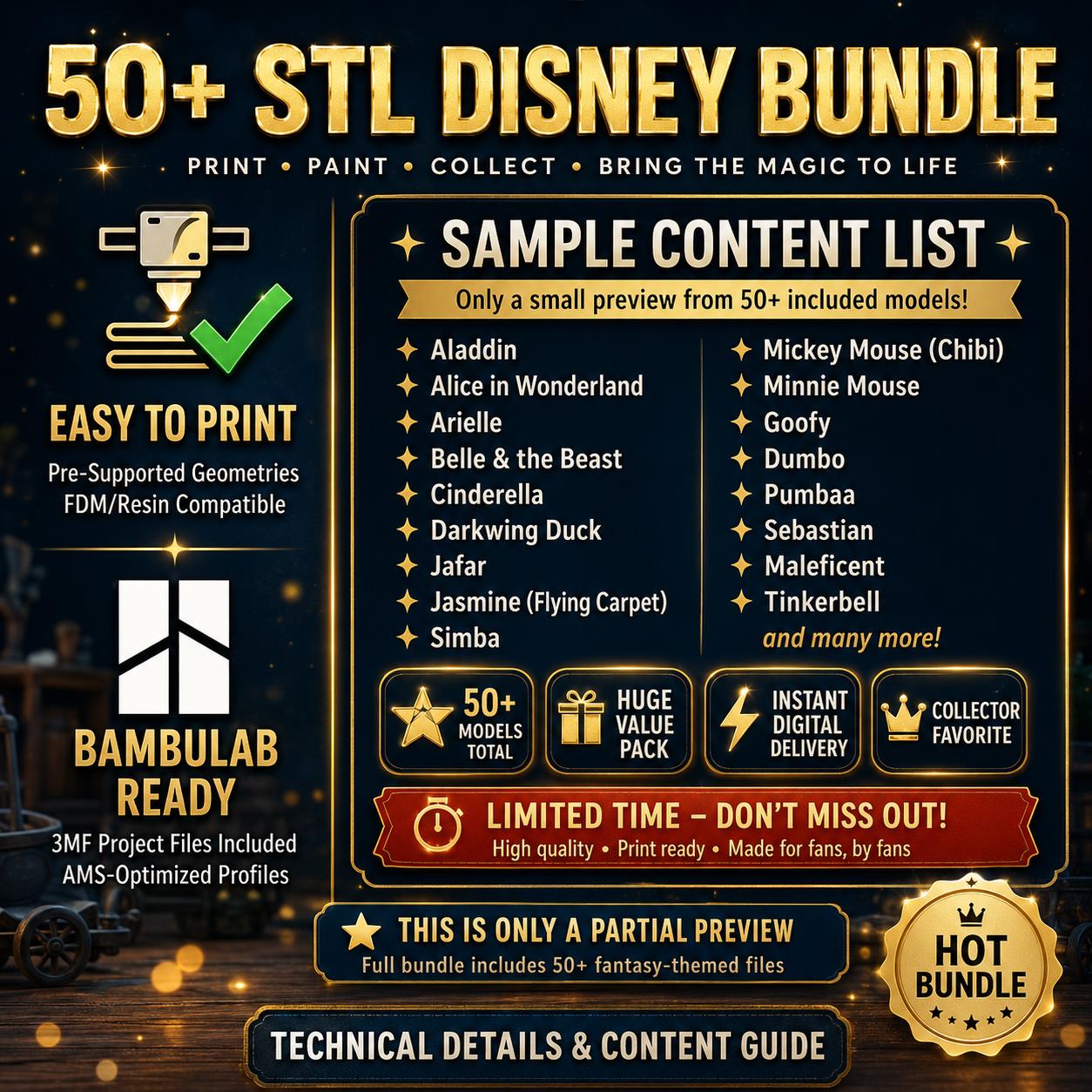 Disney STL Bundle 50+ | Mega STL Pack for 3D Printing | High Detail ...