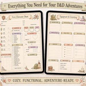 Fiche de personnage D&D 5e confortable - Colorisée - et feuilles imprimables D&D