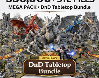 350,000+ D&D Miniatures STL Bundle, Tabletop RPG Models with Terrain Pack, 3D Printing Files for Dungeons and Dragons