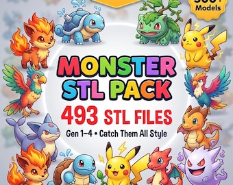 493 Pokemon STL 3D File Bundle Pack 3D Gedruckte Pokemon-Datei - Pokemon Miniatures Modelle, STL Pokemon Hohe Qualität